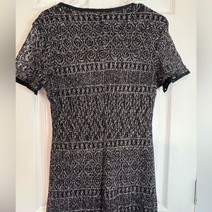 Vintage 90s holiday black silver lace dress